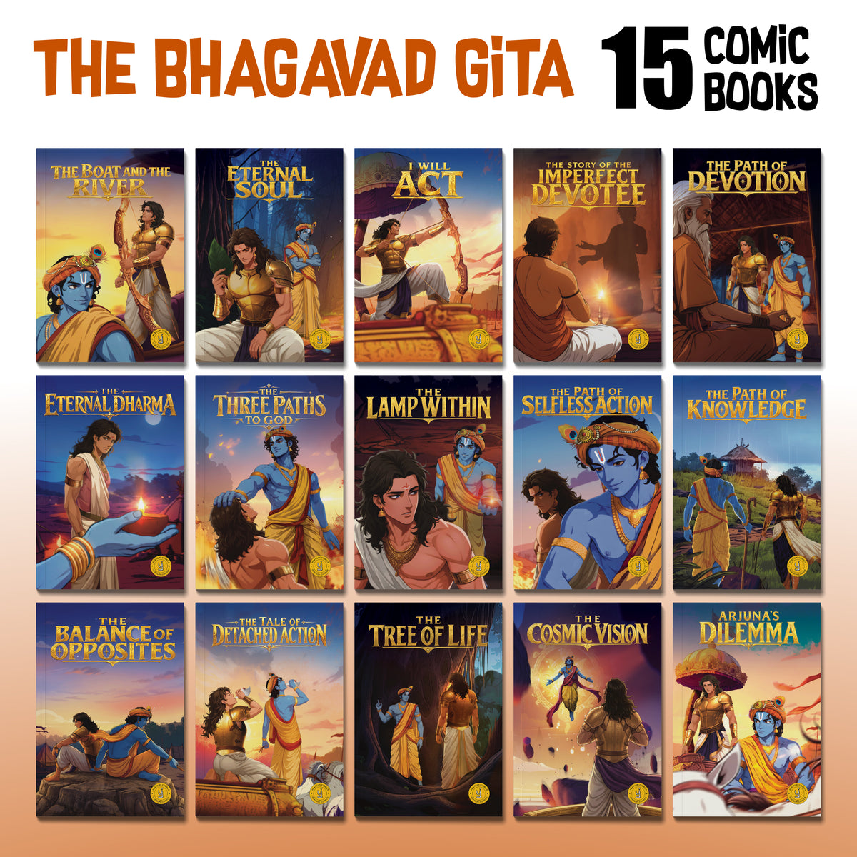 The Bhagavad Gita (English) - set of 15 comics