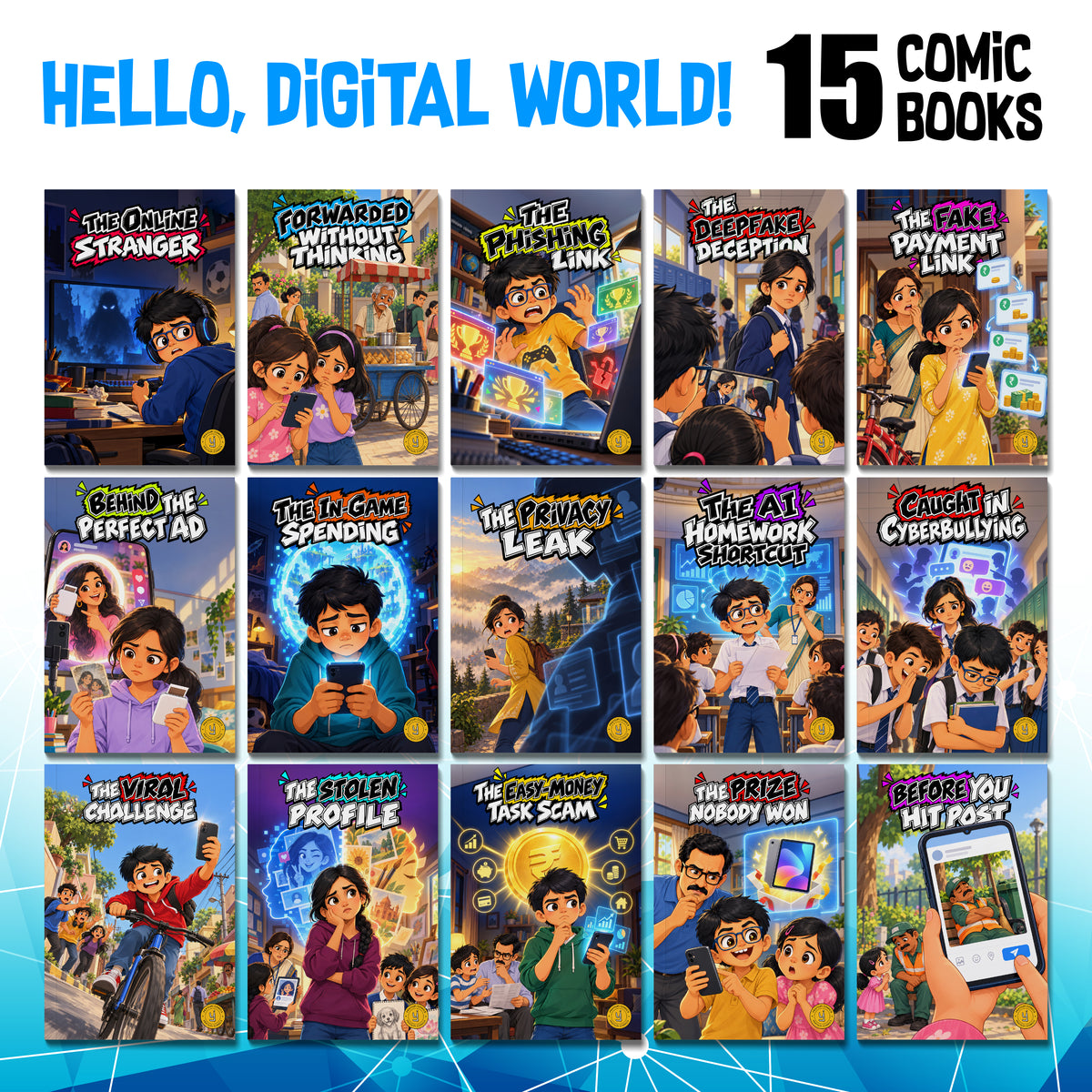 Hello, Digital World (English) - set of 15 comics - The First Step into a Smarter, Safer Digital World.